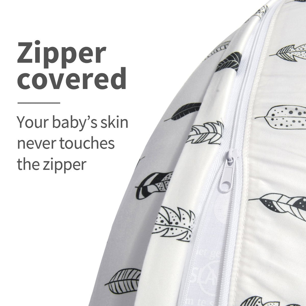 BABY Nursing Pillow Cover Slipcover,100% Organic Cotton ,Soft and Comfortable,Feathers Design,Maternity Breastfeeding Newborn Infant Feeding Cushion Cover, ZT01