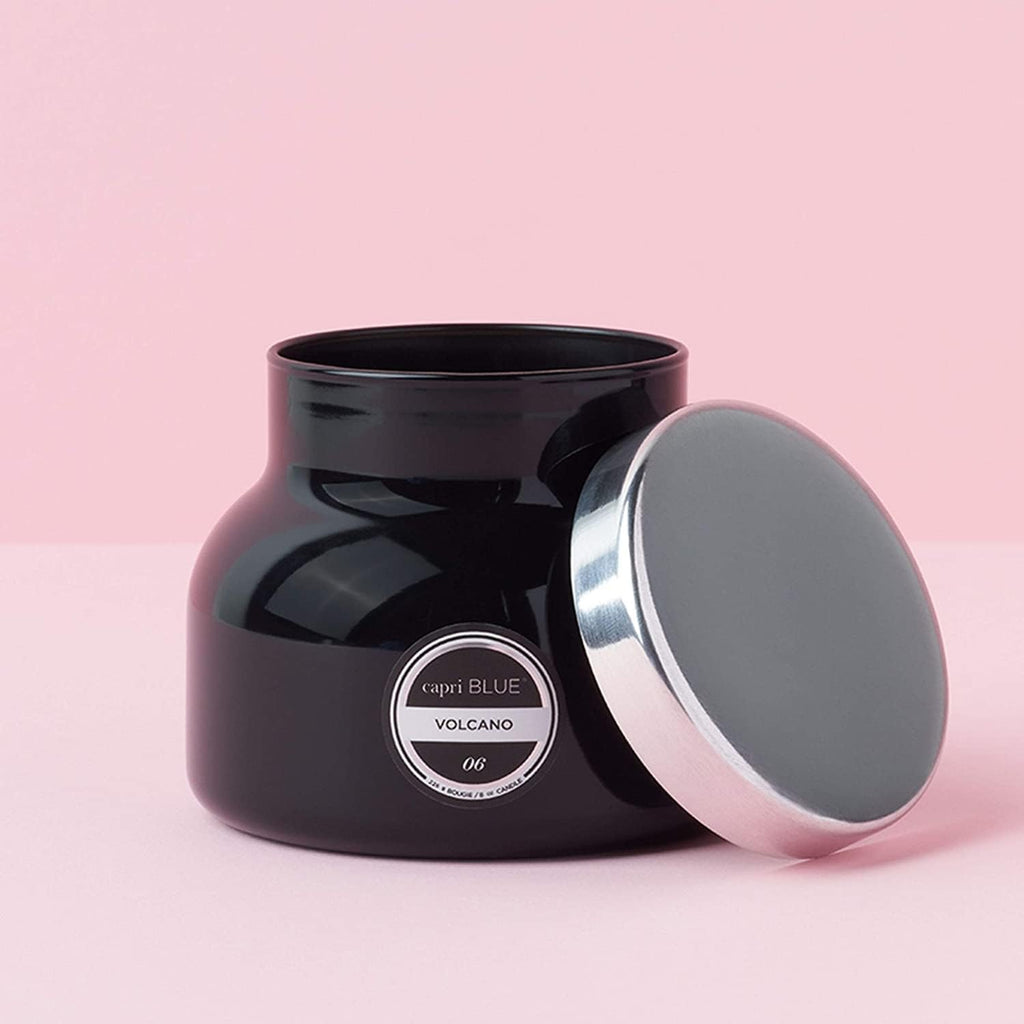 Volcano Candle - Black Petite Jar Candle - Glass Candle with Soy Wax Blend - Luxury Aromatherapy Candle - Tropical Fruits & Sugared Citrus Scented Candle (8 Oz)
