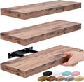 Floating Shelves for Wall - Set of 3 Rustic Wood Wall Shelves for Living Room, Kitchen, Bedroom, Bathroom Storage - 16" Shelf for Wall Decor, Home Decor, Farmhouse, Frames & Trophy Display